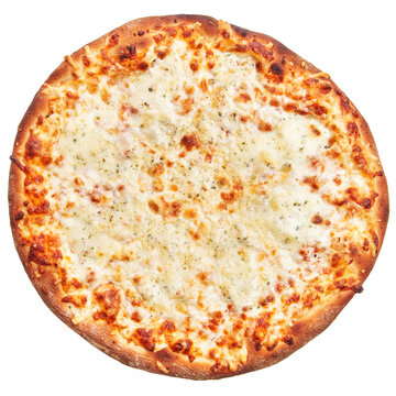  Single italian 4 cheese pizza over white isolated background
