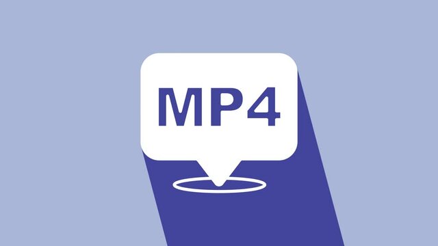 White MP4 file document. Download mp4 button icon isolated on purple background. MP4 file symbol. 4K Video motion graphic animation