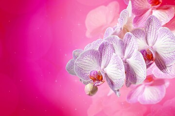 Naklejka na ściany i meble Beautiful pink orchid flower. Floral background
