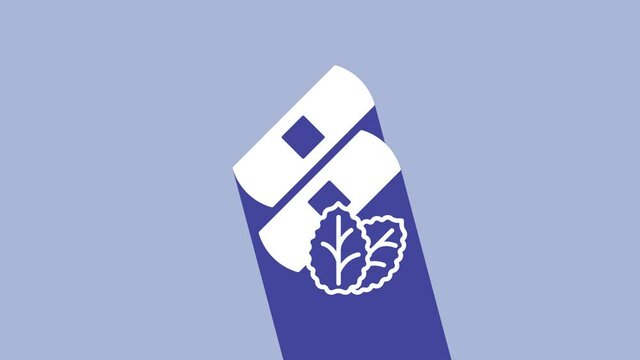 White Medical nicotine patches icon isolated on purple background. Anti-tobacco medical plaster. 4K Video motion graphic animation
