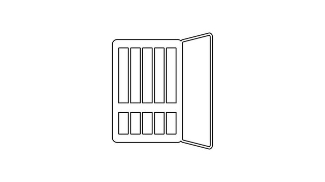Black line Cigarette case icon isolated on white background. Tobacco sign. Smoking symbol. 4K Video motion graphic animation