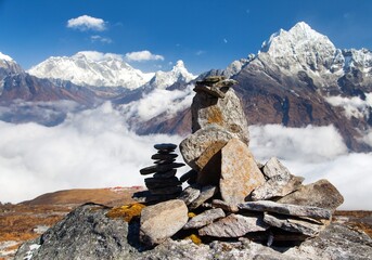 Mount Everest, Mt Lhotse and Ama Dablam peak
