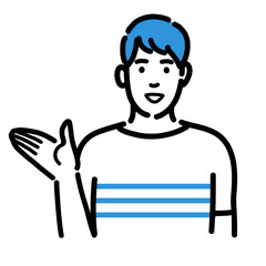 笑顔で説明をしている若い男性