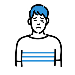 悲しそうに涙を流している若い男性