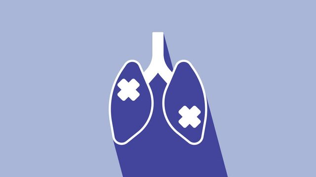 White Disease lungs icon isolated on purple background. 4K Video motion graphic animation