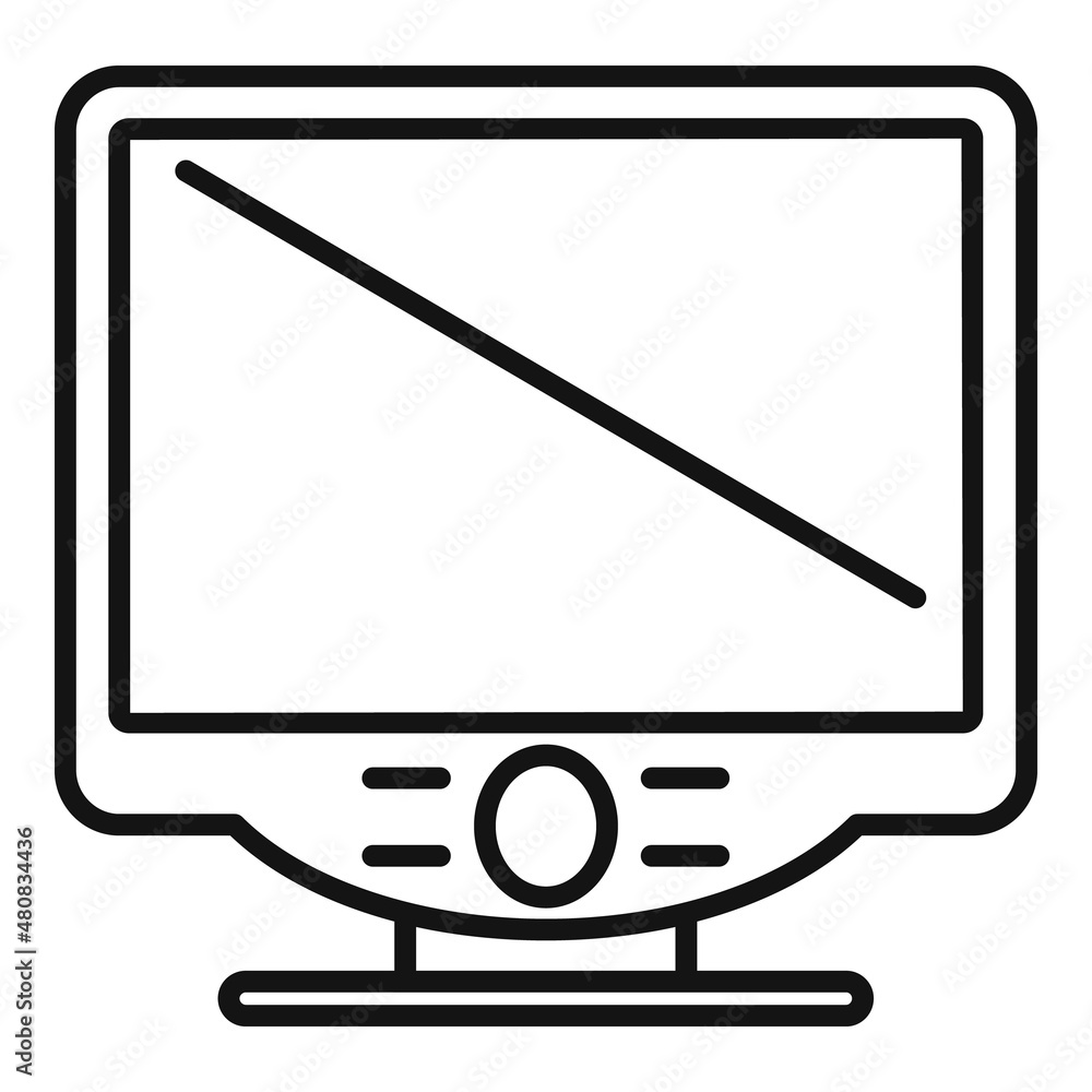 Poster flat monitor icon outline vector. pc display