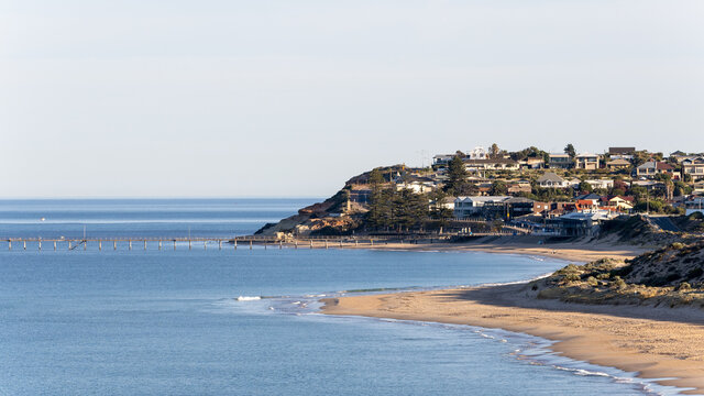 Sunrise over the port noarlunga jetty in south australia on january 16th 2022