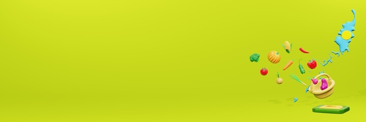 3d rendering of vegetable consumption in Palau for data display and social media