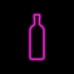 Bottle simple icon vector. Flat desing. Purple neon on black background.ai