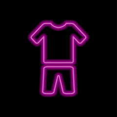 Clothes simple icon, vector. Flat desing. Purple neon on black background.ai