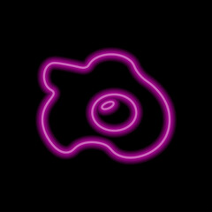 Egg fried simple icon. Flat desing. Purple neon on black background.ai