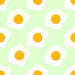 Egg seamless pattern, breakfast background with scrambled eggs, fried egg vector pattern