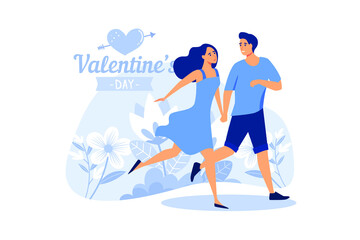 Fototapeta na wymiar set couple in love. Happy Valentine's Day. February 14 is the day of all lovers. graphics suitable for decorating posters, brochures, postcards, flyers flat vector illustration 