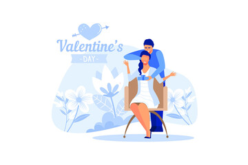 Plakat set couple in love. Happy Valentine's Day. February 14 is the day of all lovers. graphics suitable for decorating posters, brochures, postcards, flyers flat vector illustration 