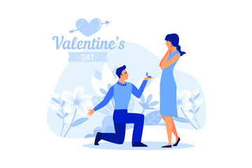 set couple in love. Happy Valentine's Day. February 14 is the day of all lovers. graphics suitable for decorating posters, brochures, postcards, flyers flat vector illustration 