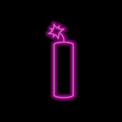 Dynamite simple icon. Flat desing. Purple neon on black background.ai