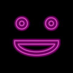 Face simple icon vector. Flat desing. Purple neon on black background.ai