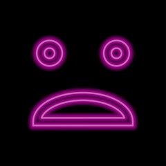 Face simple icon, vector. Flat desing. Purple neon on black background.ai
