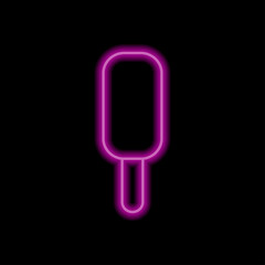 Icecream simple icon. Flat desing. Purple neon on black background.ai