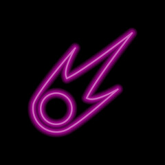 Meteorite simple icon. Flat desing. Purple neon on black background.ai