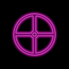 Sheild simple icon. Flat desing. Purple neon on black background.ai