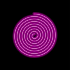 Spiral simple icon. Flat desing. Purple neon on black background.ai