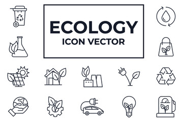 Set of ecology Environmental sustainability icon. Eco friendly pack symbol template for graphic and web design collection logo vector illustration