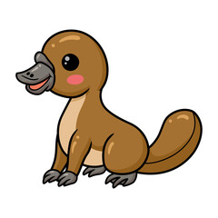 Cute baby platypus cartoon posing