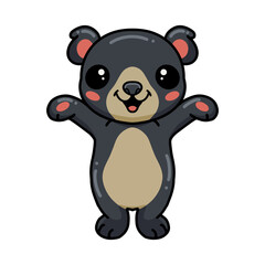 Cute little bear cartoon raising hands