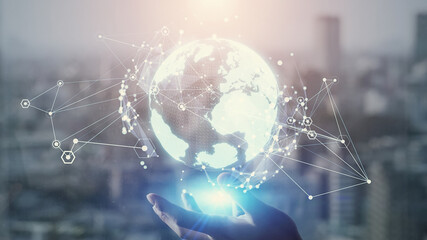 Global communication network concept. Digital transformation.