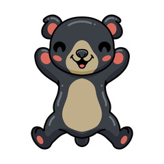 Cute little bear cartoon raising hands
