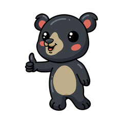 Cute little bear cartoon giving thumb up