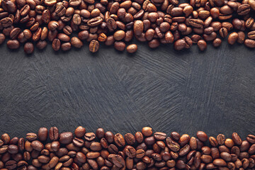 Coffee beans on dark background
