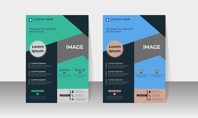 New Corporate Business Flyer Design, Travel Brochure Design, Real State A4 Template, Vector Illustration with Images