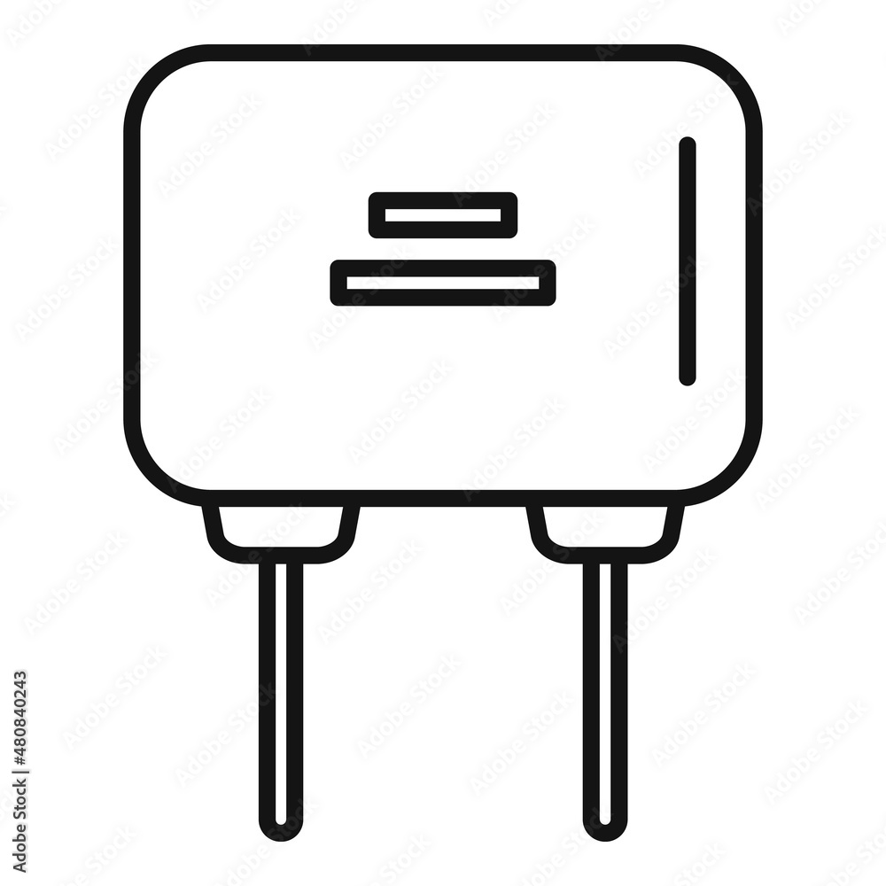 Poster computer capacitor icon outline vector. component resistor