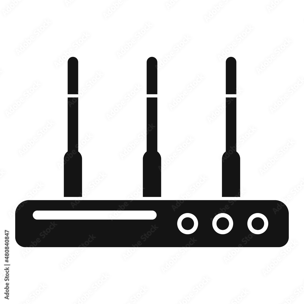 Poster lan modem icon simple vector. device hub
