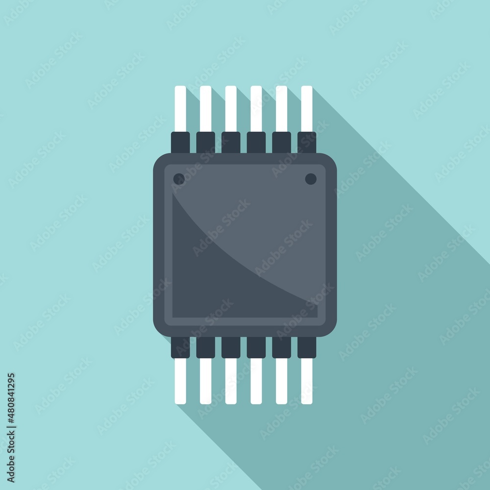 Poster processor cpu icon flat vector. chip cpu