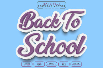 Back To School 3D Text Effect EPS Vector File