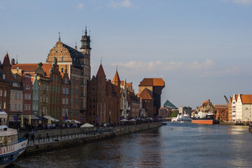 Beautiful architecture of the old town in Gdansk. Poland
Houses, buildings, catholic church, panorama landscape.
