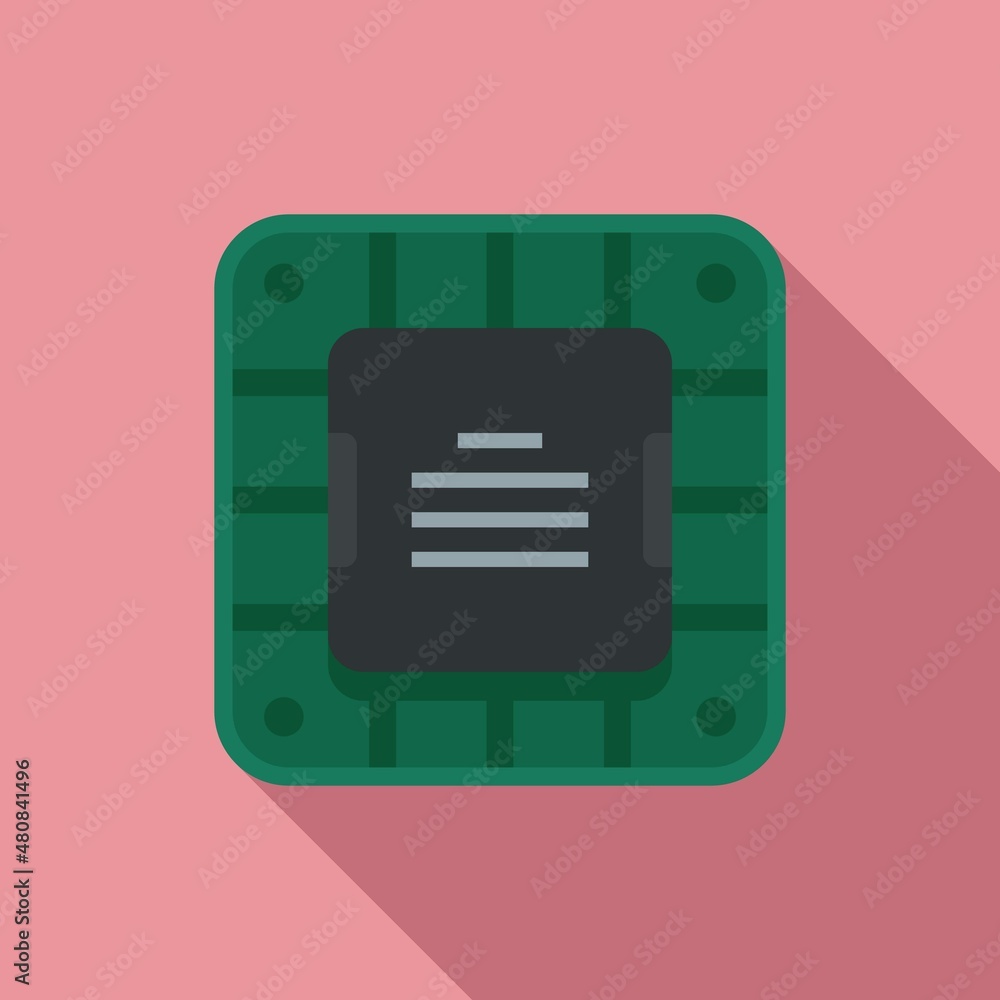 Poster digital cpu icon flat vector. chip circuit
