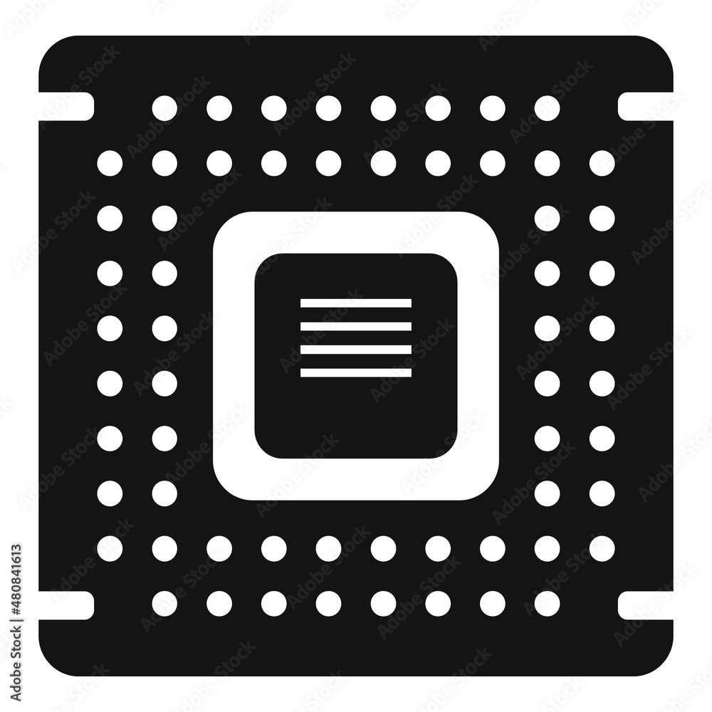 Poster processor icon simple vector. cpu chip
