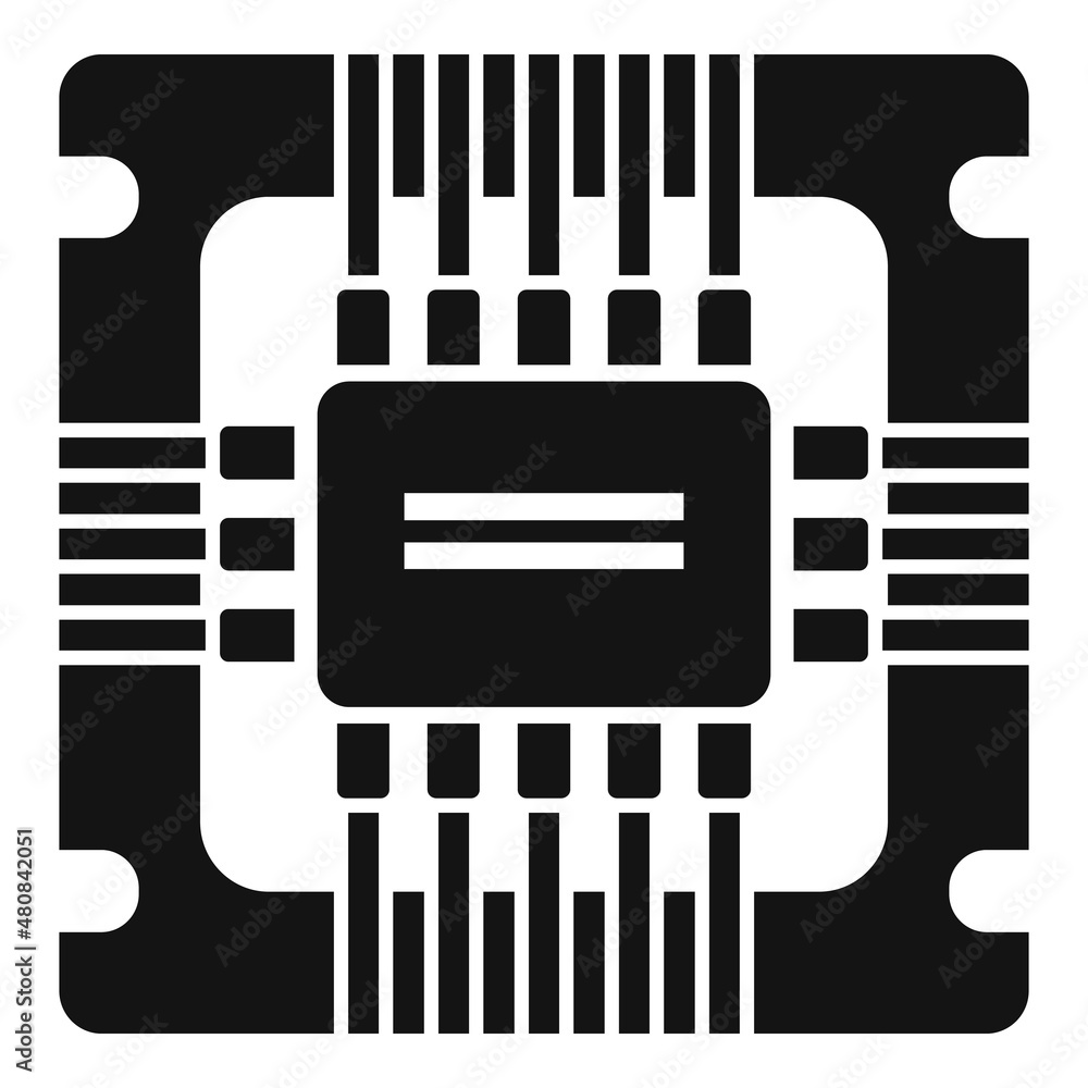 Poster hardware cpu icon simple vector. chip circuit