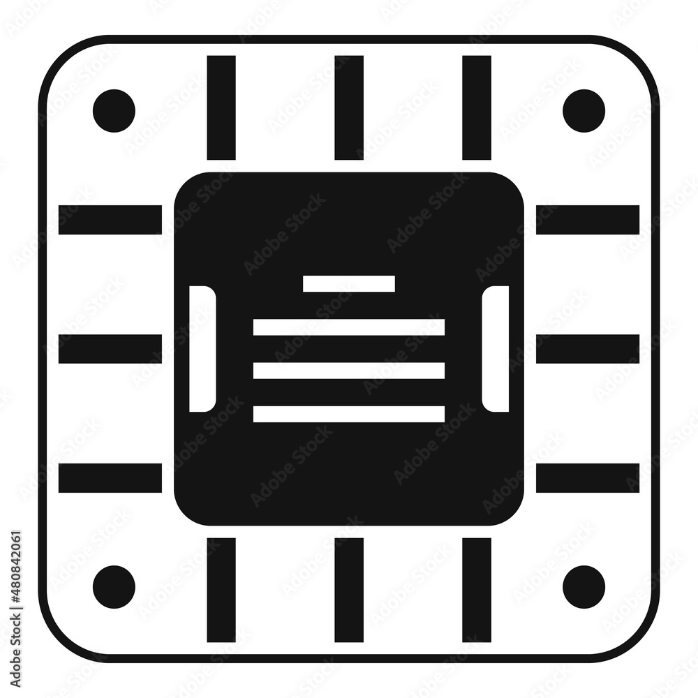 Poster digital cpu icon simple vector. chip circuit