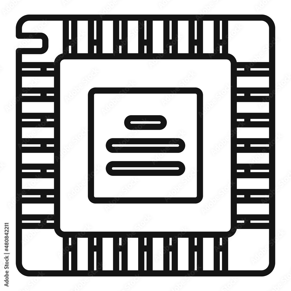 Poster pc processor icon outline vector. computer core