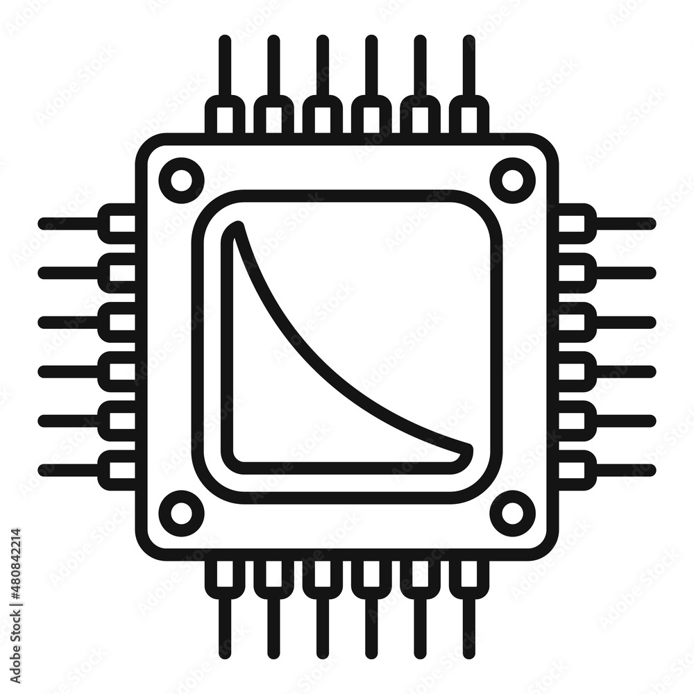 Poster central processor icon outline vector. chip circuit