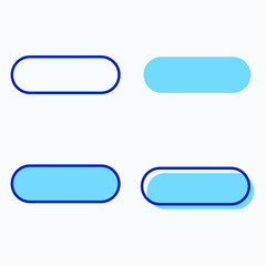 Simple Blue Blank Button for Icon, Symbol, and Logo. Rounded Rectangle Shape for Web and Mobile Graphic Resources. EPS 10 Editable Stroke