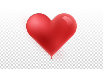Vector realistic isolated Heart shaped balloon on the transparent background. Concept of Valentine's Day.