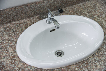 wash basin, interior of bathroom with washbasin and faucet. Bathroom interior sink with modern design in luxury at home