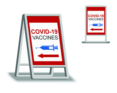 Vector illustration of Covid 19 vaccines sign on a street sign board