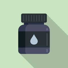 Ink pot icon flat vector. Sign drawing